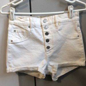 White Five Button Ultra High Rise Shorts